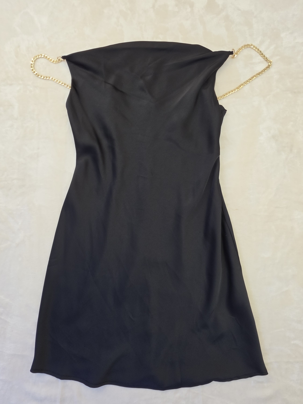 Urban Outfitters Black Slip Dress Gold Chain Strap Mini Dress Womens S